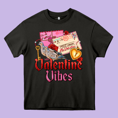Valentine Vibes Heavy Core Tee Designed By Adodesignshop