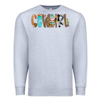 Heather Grey Cowgirl Min Premium Sweatshirt - CowCowDesign