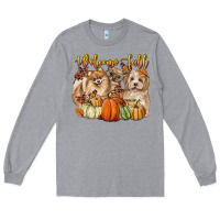 Heather Grey welcome fall with dogs Long Sleeve Tee - LillyAllenDesigns
