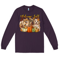 Plum welcome fall with dogs Long Sleeve Tee - LillyAllenDesigns
