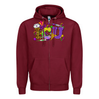 Burgundy Mardi Gras ICU Nurse Zipper Hoodie - HowdyJamesFarm