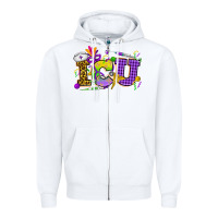 White Mardi Gras ICU Nurse Zipper Hoodie - HowdyJamesFarm