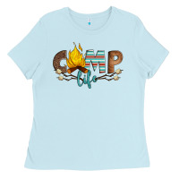 Baby Blue camp life Ladies Tee - Artiststas
