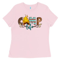Bubblegum Pink camp life Ladies Tee - Artiststas