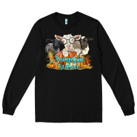 Black pumpkin season with baby sheeps and goat Long Sleeve Tee - LillyAllenDesigns