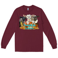 Burgundy pumpkin season with baby sheeps and goat Long Sleeve Tee - LillyAllenDesigns