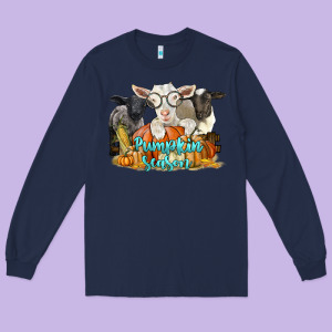Pumpkin Season With Baby Sheeps And Goat Long Sleeve Tee Designed By Lillyallendesigns