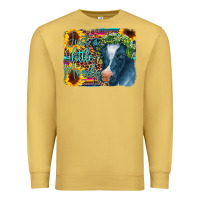 Antique Gold Cow Serape Just a Little Moody Premium Sweatshirt - CowCowDesign