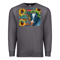 Charcoal Heather Cow Serape Just a Little Moody Premium Sweatshirt - CowCowDesign