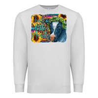 Dove Grey Cow Serape Just a Little Moody Premium Sweatshirt - CowCowDesign