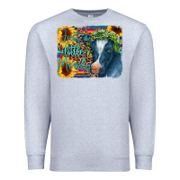 Heather Grey Cow Serape Just a Little Moody Premium Sweatshirt - CowCowDesign