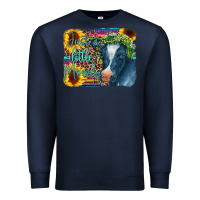 Navy Cow Serape Just a Little Moody Premium Sweatshirt - CowCowDesign