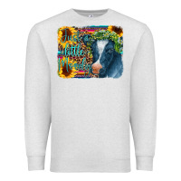Oatmeal Heather Cow Serape Just a Little Moody Premium Sweatshirt - CowCowDesign