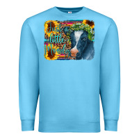 Ocean Blue Cow Serape Just a Little Moody Premium Sweatshirt - CowCowDesign