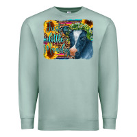 Seafoam Cow Serape Just a Little Moody Premium Sweatshirt - CowCowDesign