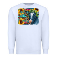 White Cow Serape Just a Little Moody Premium Sweatshirt - CowCowDesign