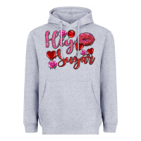 Heather Grey hey sugar with lips and candies olivia Heavyweight Hoodie - OliviaCreatesArt