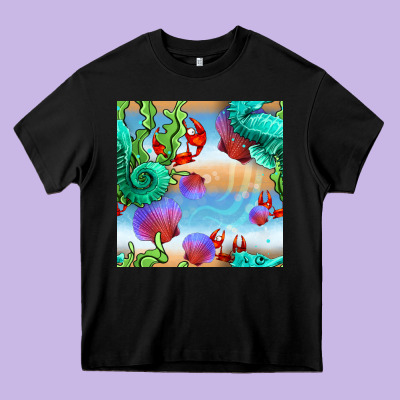 Seahorse And Beach Heavy Core Tee Designed By Bundleandbundleshop