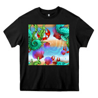 Black seahorse and beach Heavy Core Tee - BundleAndBundleShop