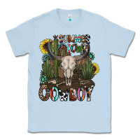 Dusty Blue summer down cowboy Classic Tee - CowhideDigitalArt