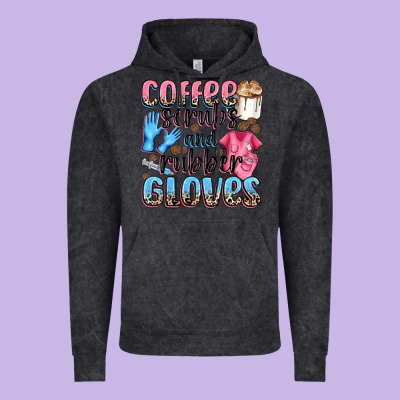 Coffee Scrubs And Rubber Gloves Vintage Hoodie Designed By Nancycooperartshop