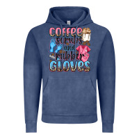 Vintage Denim coffee scrubs and rubber gloves Vintage Hoodie - NancyCooperArtShop