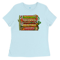 Baby Blue national hispanic heritage month with background Ladies Tee - BundleAndBundleShop