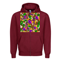 Burgundy Mardi Gras jester had and crawfish with leopard pa Zipper Hoodie - HowdyJamesFarm