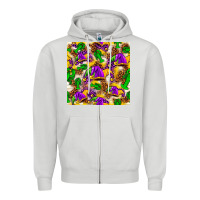 Dove Grey Mardi Gras jester had and crawfish with leopard pa Zipper Hoodie - HowdyJamesFarm