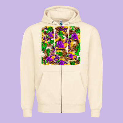 Mardi Gras Jester Had And Crawfish With Leopard Pa Zipper Hoodie Designed By Howdyjamesfarm