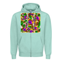 Seafoam Mardi Gras jester had and crawfish with leopard pa Zipper Hoodie - HowdyJamesFarm