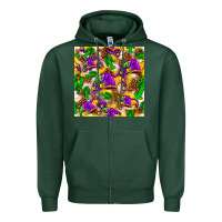 Sports Green Mardi Gras jester had and crawfish with leopard pa Zipper Hoodie - HowdyJamesFarm