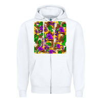 White Mardi Gras jester had and crawfish with leopard pa Zipper Hoodie - HowdyJamesFarm