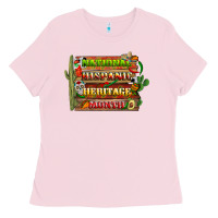 Bubblegum Pink national hispanic heritage month with background Ladies Tee - BundleAndBundleShop