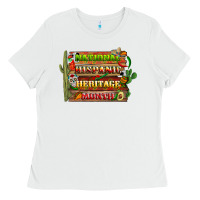 White national hispanic heritage month with background Ladies Tee - BundleAndBundleShop