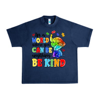 Navy in a world where you can be anything be kind Urban Heavy Tee - MaliasSmallBusiness
