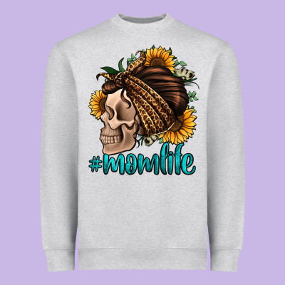 Momlife Skull With Bandana Heavyweight Sweatshirt Designed By Jasminsmagicworld