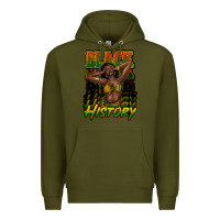 Army Green Black history afro woman Premium Hoodie - HowdyJamesFarm