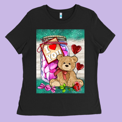 Candy Jar With Bear  Air Ladies Tee Designed By Adodesignshop