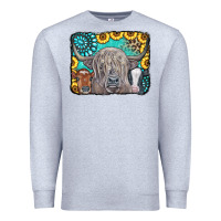Heather Grey Cows Glitter Turquoise Leopard Sunflowers Premium Sweatshirt - CowCowDesign