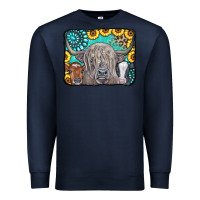 Navy Cows Glitter Turquoise Leopard Sunflowers Premium Sweatshirt - CowCowDesign