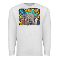 Oatmeal Heather Cows Glitter Turquoise Leopard Sunflowers Premium Sweatshirt - CowCowDesign