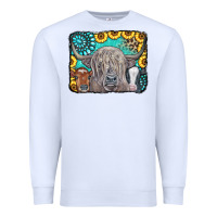 White Cows Glitter Turquoise Leopard Sunflowers Premium Sweatshirt - CowCowDesign