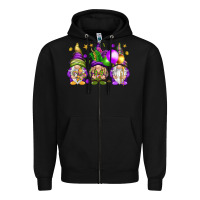 Black Mardi Gras gnomies with elements Zipper Hoodie - HowdyJamesFarm
