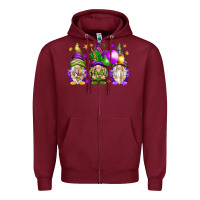 Burgundy Mardi Gras gnomies with elements Zipper Hoodie - HowdyJamesFarm