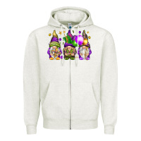 Oatmeal Heather Mardi Gras gnomies with elements Zipper Hoodie - HowdyJamesFarm