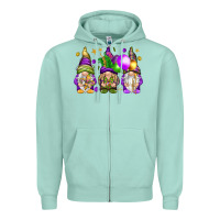 Seafoam Mardi Gras gnomies with elements Zipper Hoodie - HowdyJamesFarm