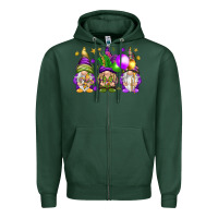 Sports Green Mardi Gras gnomies with elements Zipper Hoodie - HowdyJamesFarm
