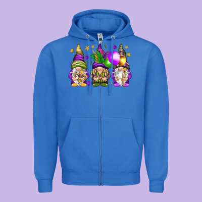 Mardi Gras Gnomies With Elements Zipper Hoodie Designed By Howdyjamesfarm