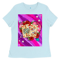 Baby Blue playing cards with pearls and glitter air Ladies Tee - AdoDesignShop